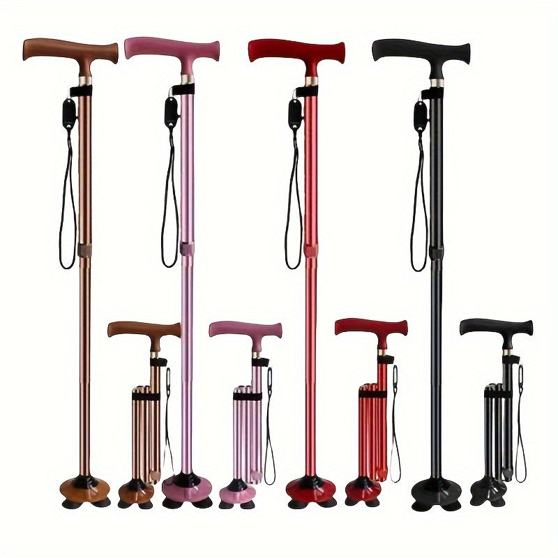 Bastón de apoyo con base de 4 patas – Plegable, estable y seguro para uso diario