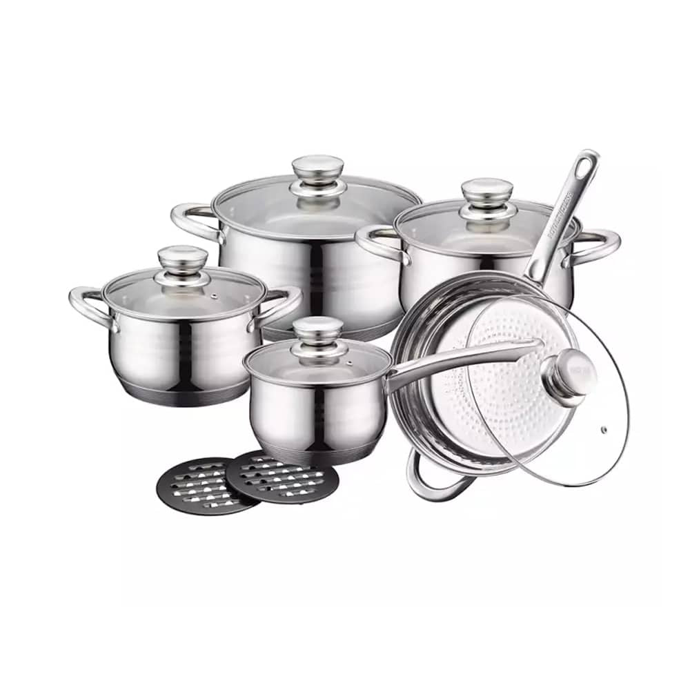 Batería de cocina de acero inoxidable (12 piezas)