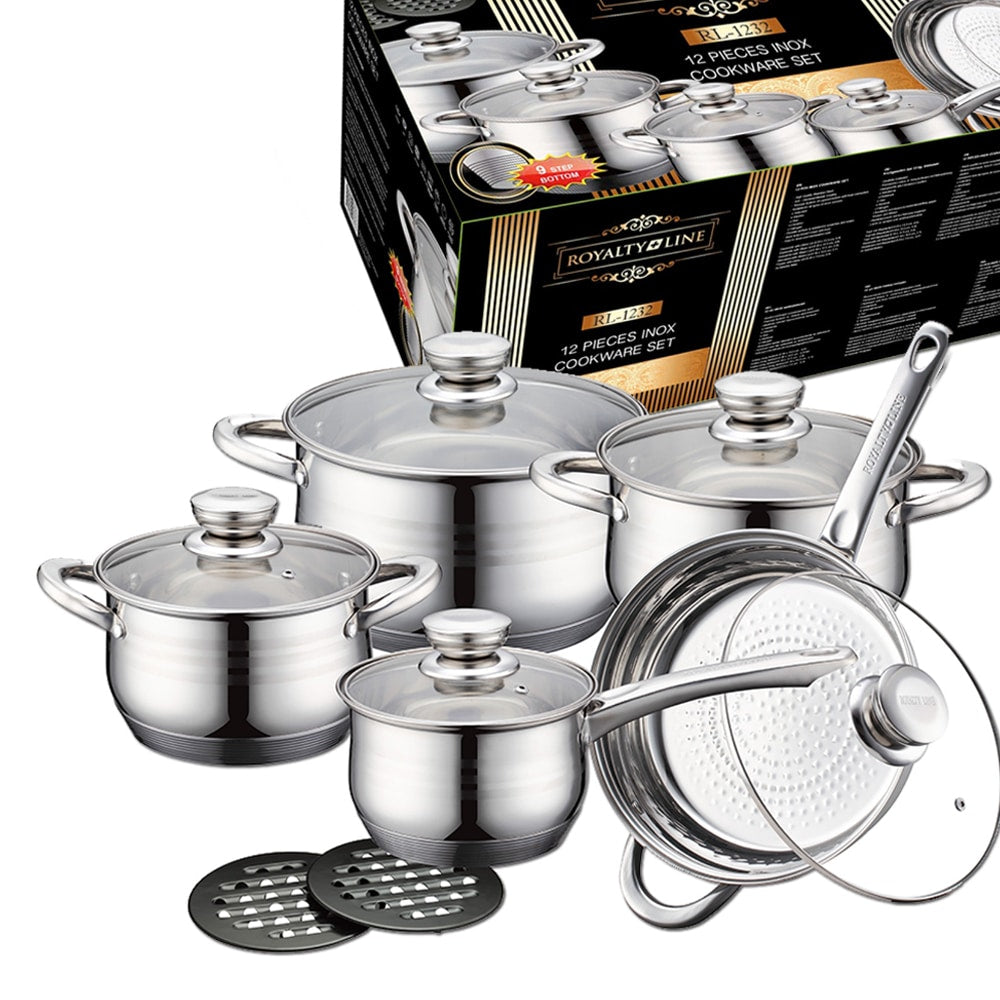 Batería de cocina de acero inoxidable (12 piezas)