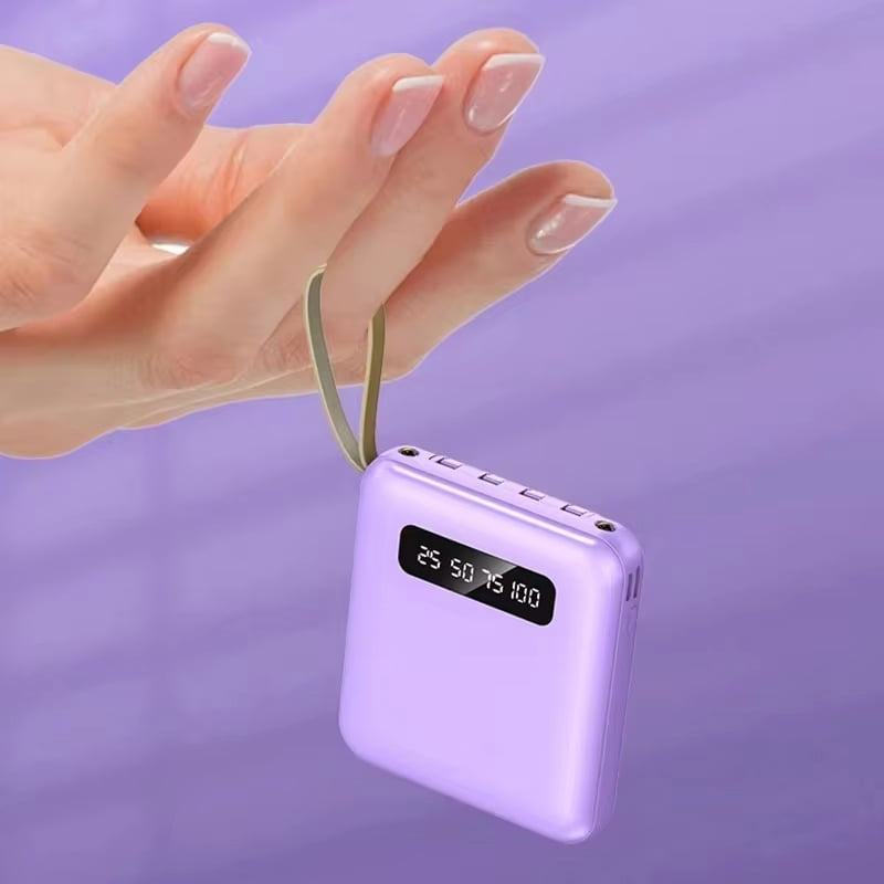 Batería externa 4 en 1 - Carga rápida USB-C - 10000 y 20000 mAh - Negro, blanco y morado