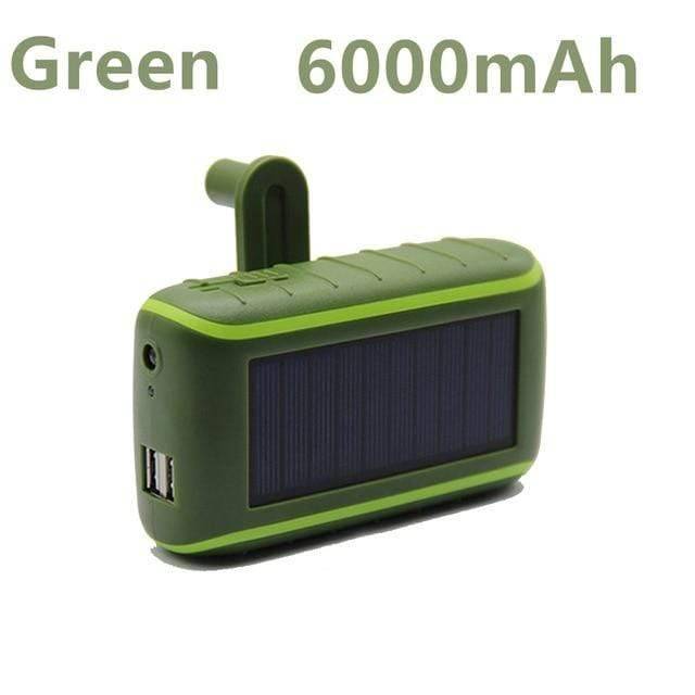 Batería externa solar USB con manivela y linterna
