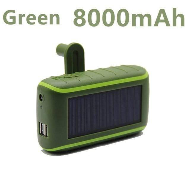 Batería externa solar USB con manivela y linterna