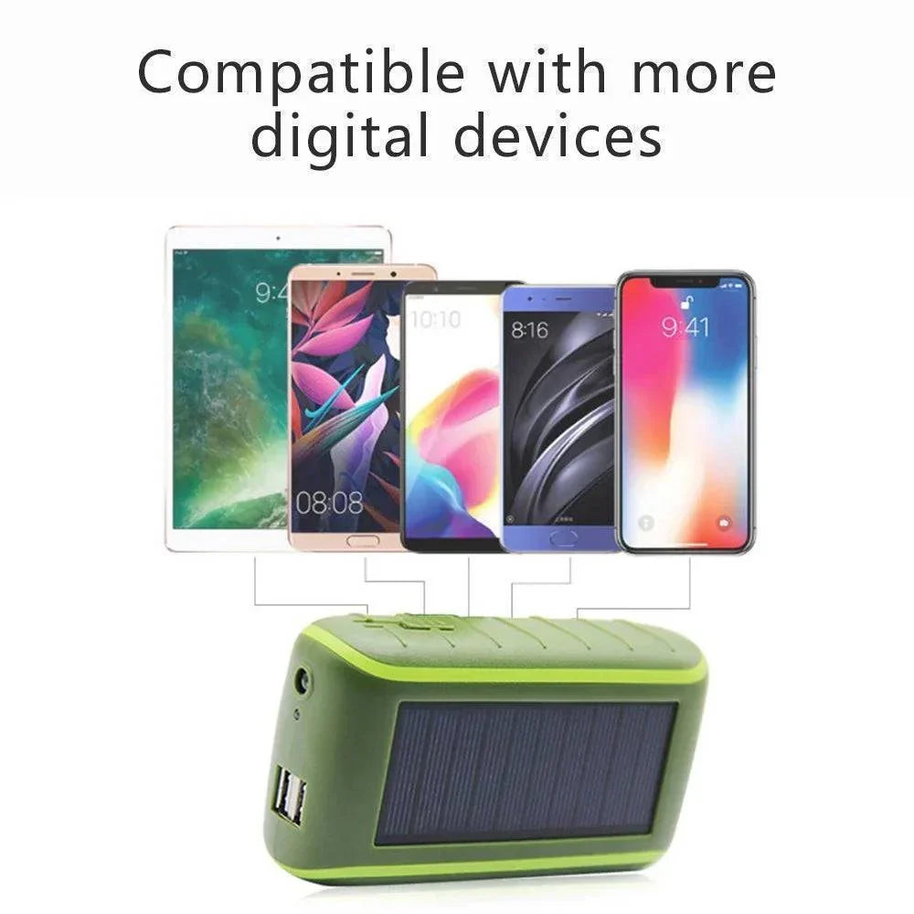 Batería externa solar USB con manivela y linterna