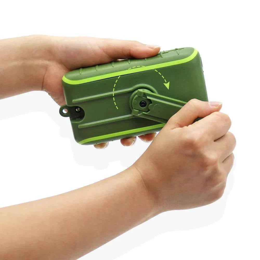 Batería externa solar USB con manivela y linterna