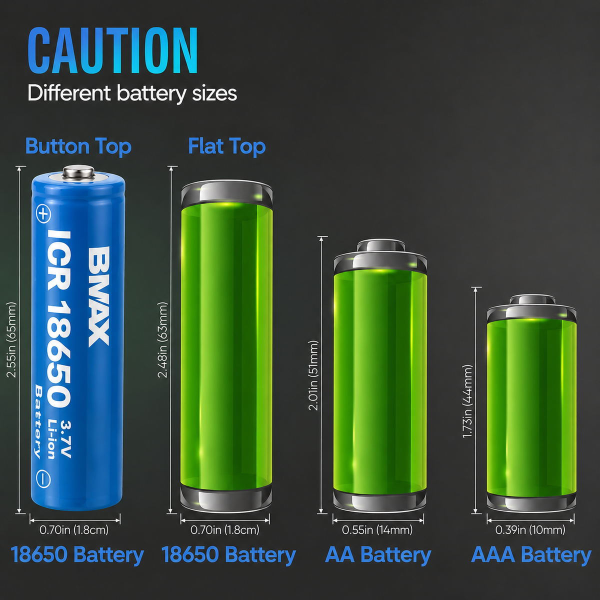 Baterías recargables universales 18650 de iones de litio de 3,7 V (paquete de 2)
