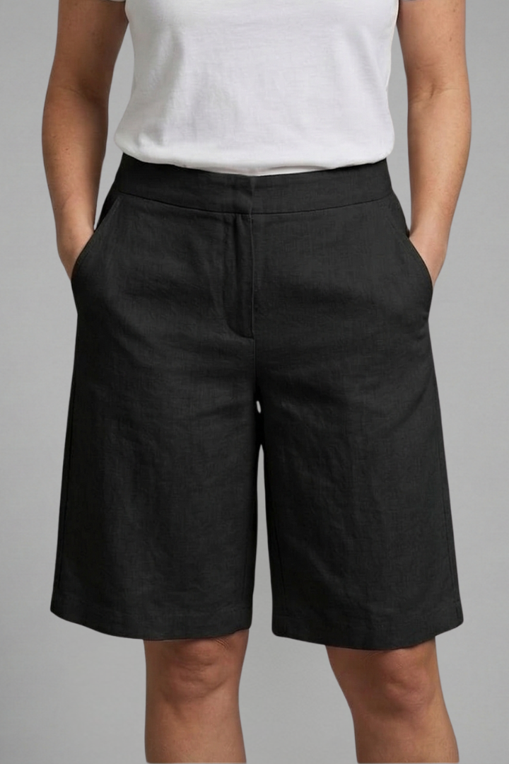Bermuda Casual para Mujer hasta la Rodilla con Cintura Ajustable y Bolsillos – Tejido Cómodo y Ligero