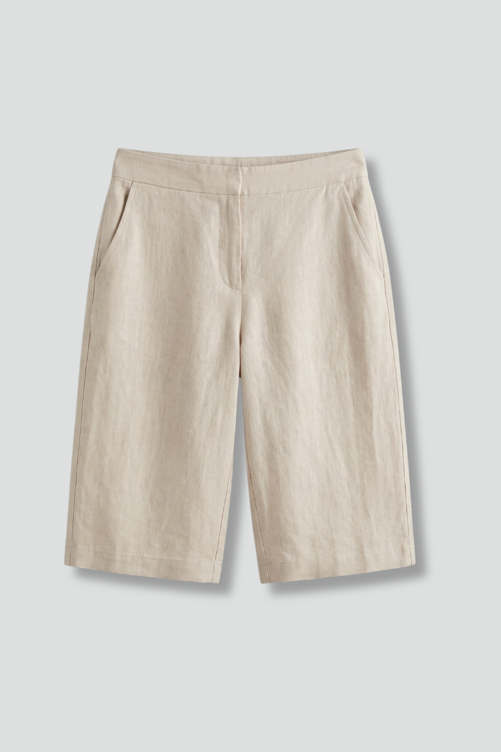 Bermuda Casual para Mujer hasta la Rodilla con Cintura Ajustable y Bolsillos – Tejido Cómodo y Ligero