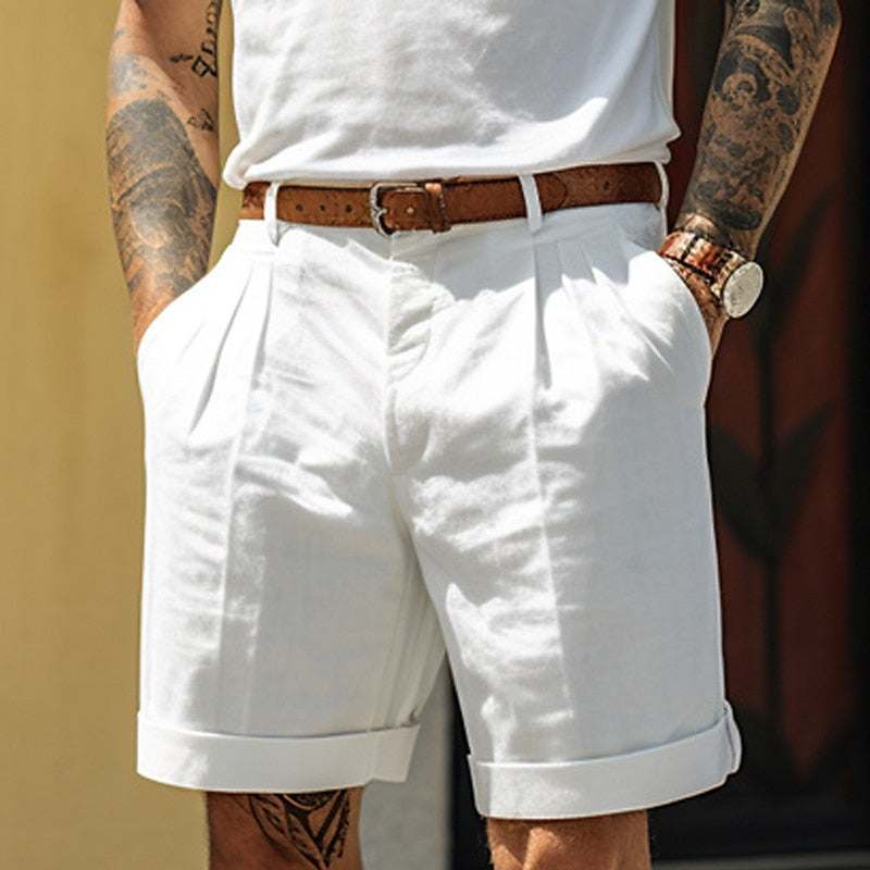 Bermuda para Hombre con Pinzas y Dobladillo