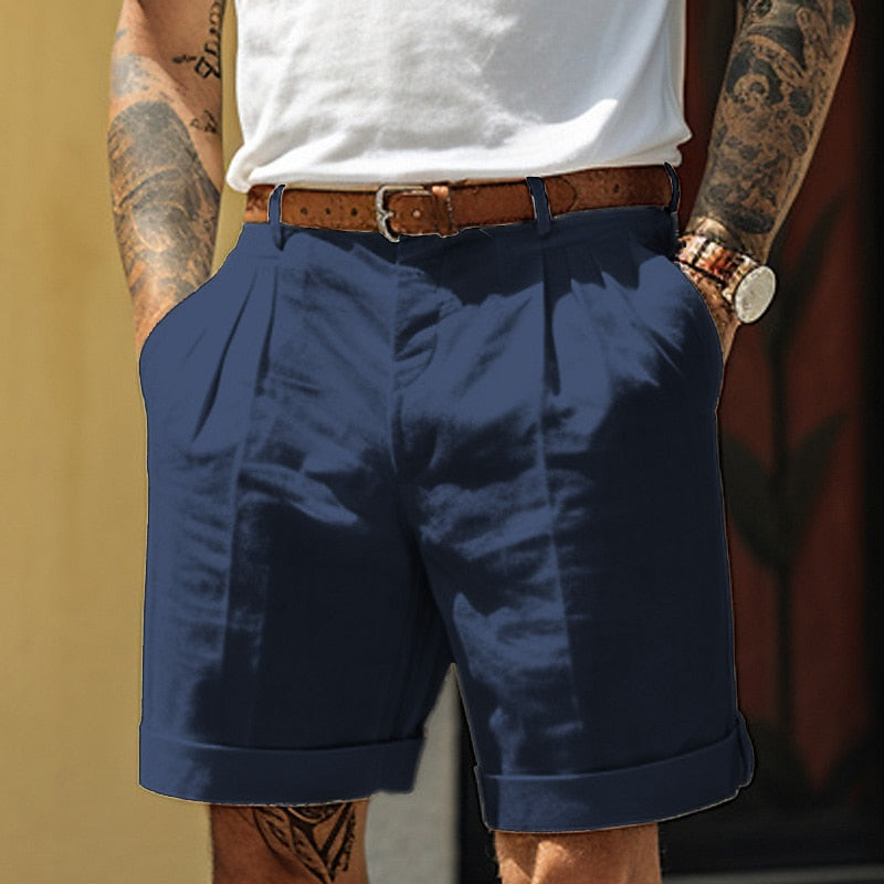 Bermuda para Hombre con Pinzas y Dobladillo