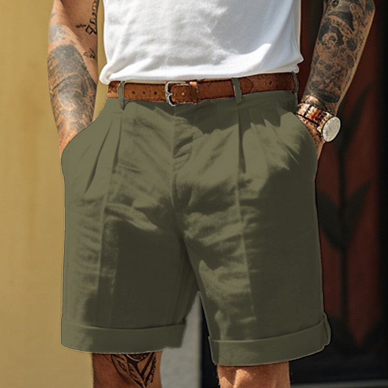 Bermuda para Hombre con Pinzas y Dobladillo