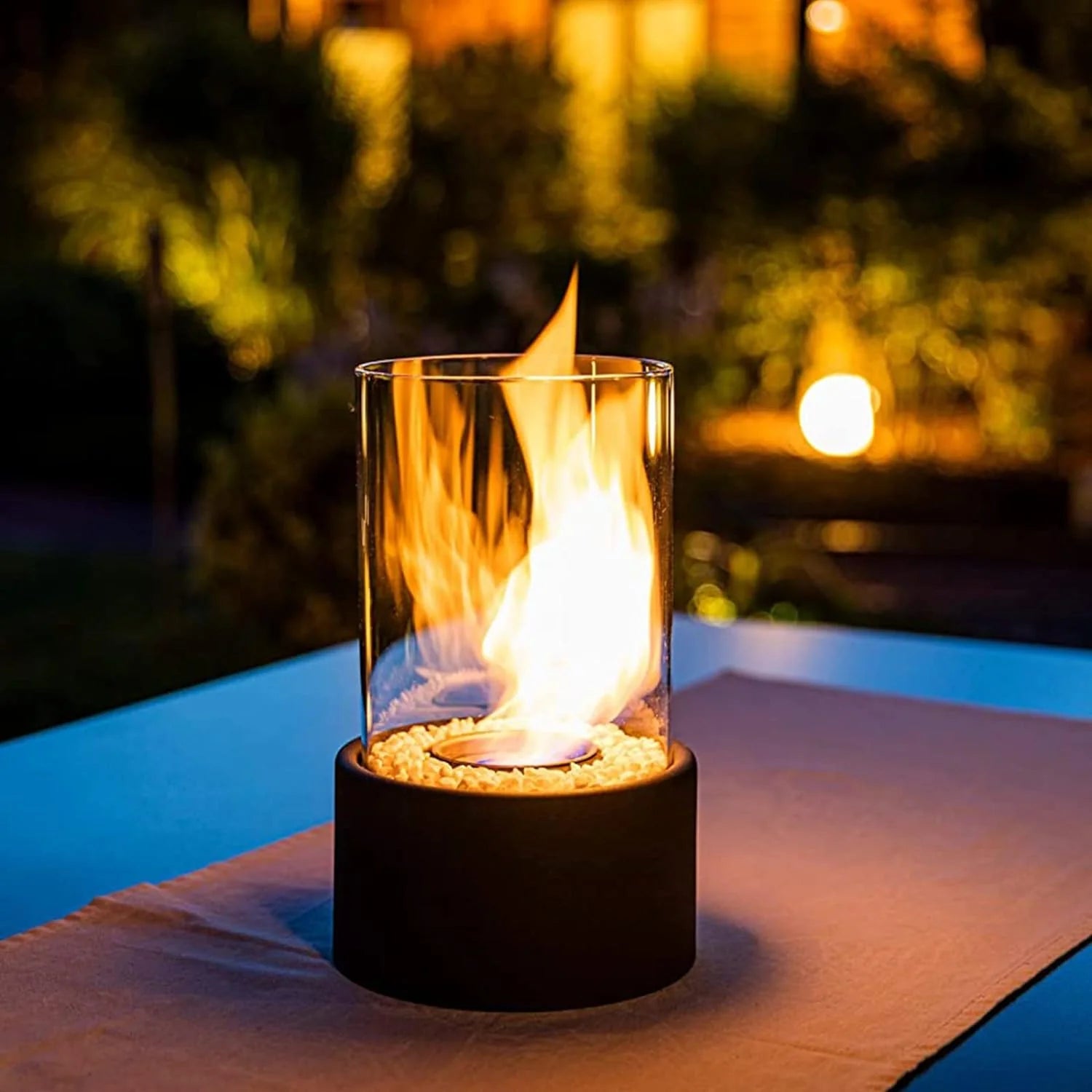 Biochimenea de Cristal Sin Humo – Chimenea Portátil de Sobremesa para Interior y Exterior