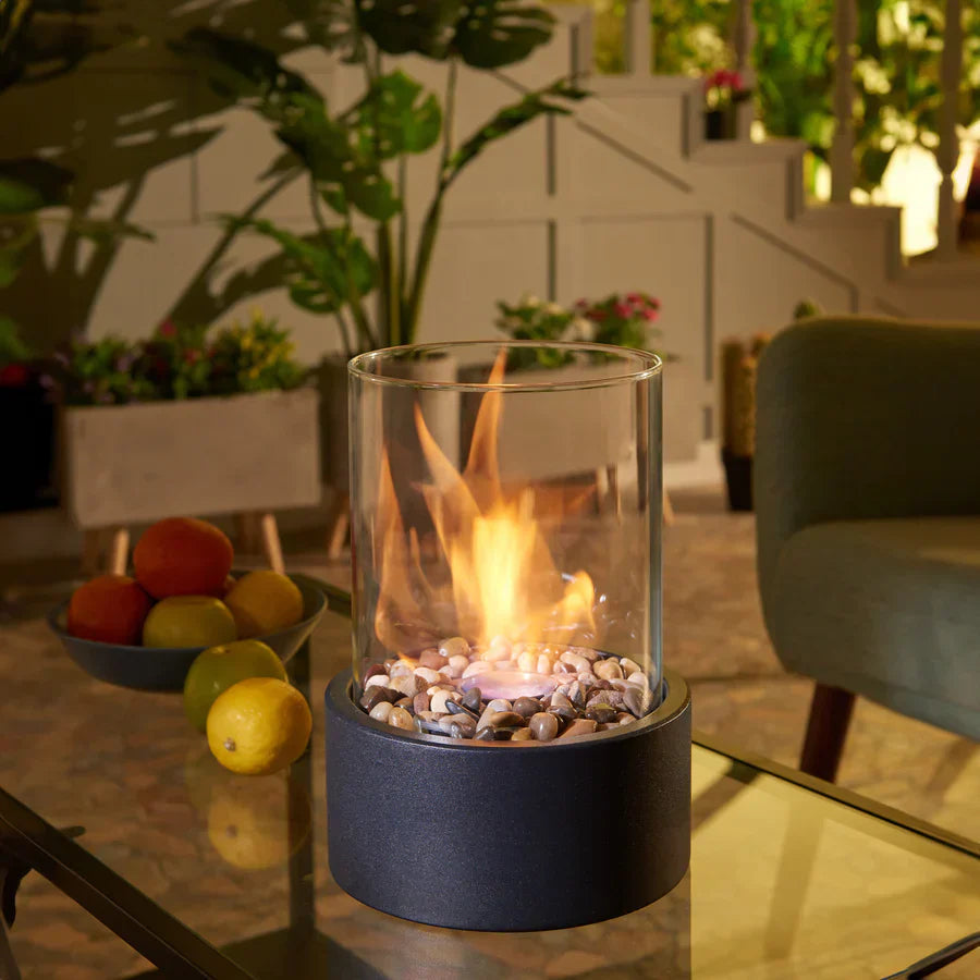 Biochimenea de Cristal Sin Humo – Chimenea Portátil de Sobremesa para Interior y Exterior