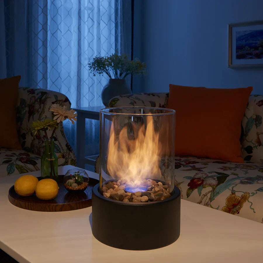 Biochimenea de Cristal Sin Humo – Chimenea Portátil de Sobremesa para Interior y Exterior