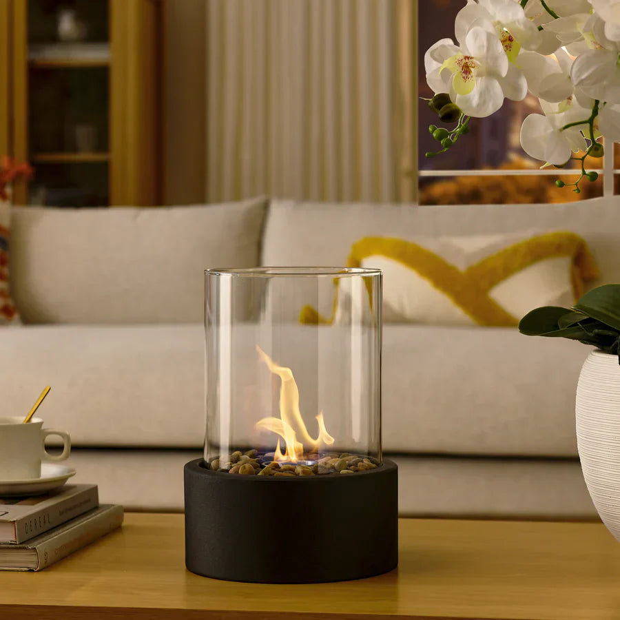 Biochimenea de Cristal Sin Humo – Chimenea Portátil de Sobremesa para Interior y Exterior