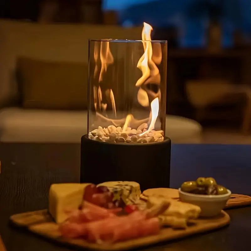 Biochimenea de Cristal Sin Humo – Chimenea Portátil de Sobremesa para Interior y Exterior