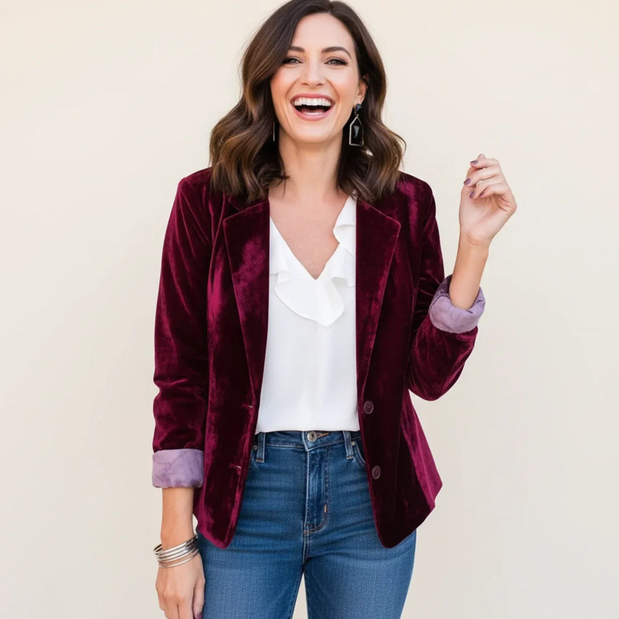 Blazer clásico de terciopelo para mujer