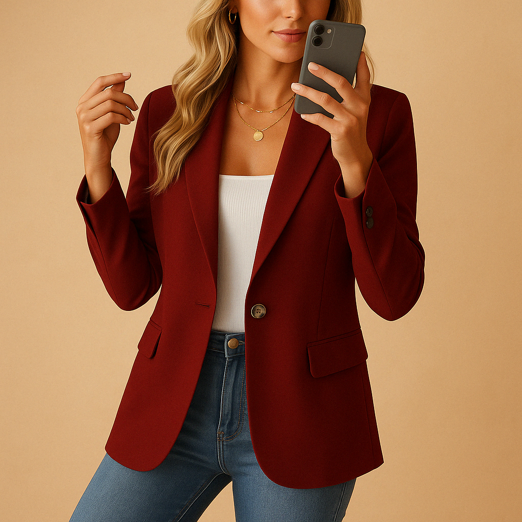Blazer de abotonadura simple para mujer