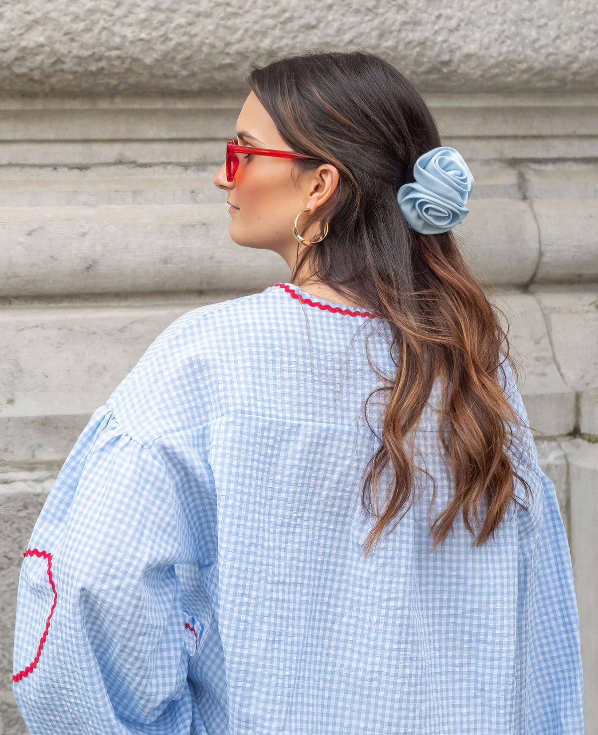 Blusa a Cuadros Vichy para Mujer con Delantero Abierto