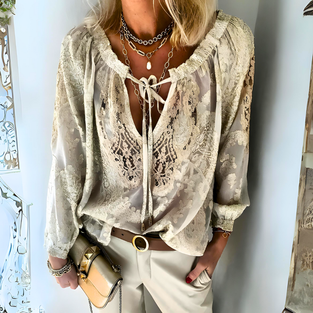 Blusa boho calada de ganchillo para mujer