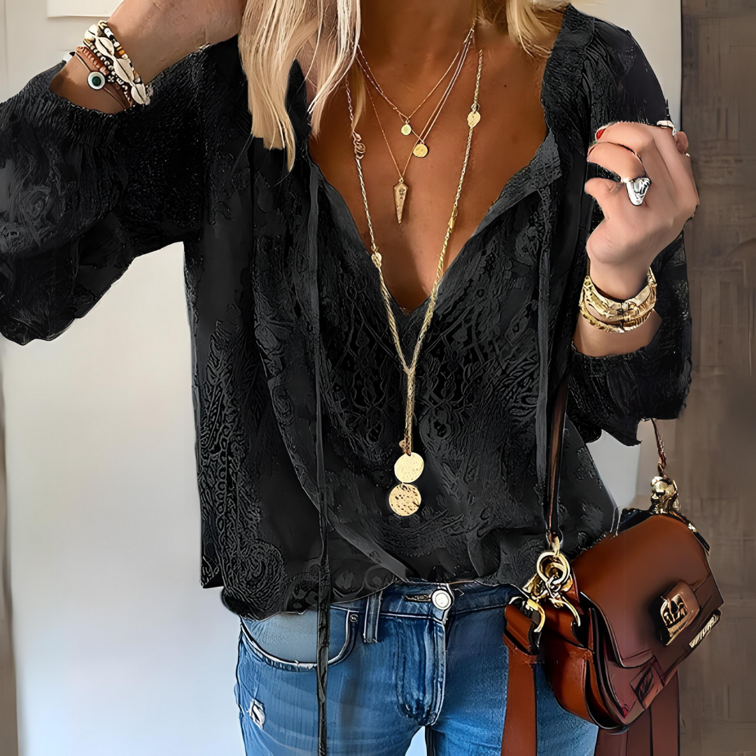 Blusa boho calada de ganchillo para mujer