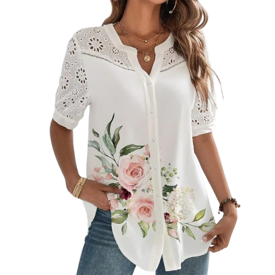 Blusa casual de manga corta para mujer