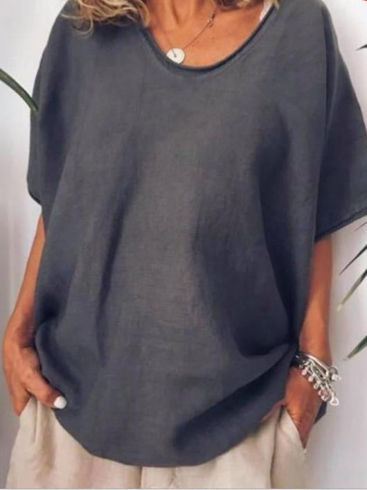 Blusa clásica de manga corta para mujer de corte holgado