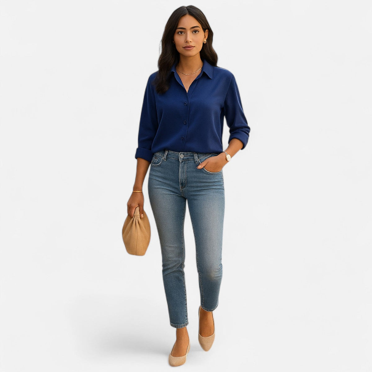 Blusa clásica para mujer de silueta fluida: elegancia atemporal y comodidad sofisticada