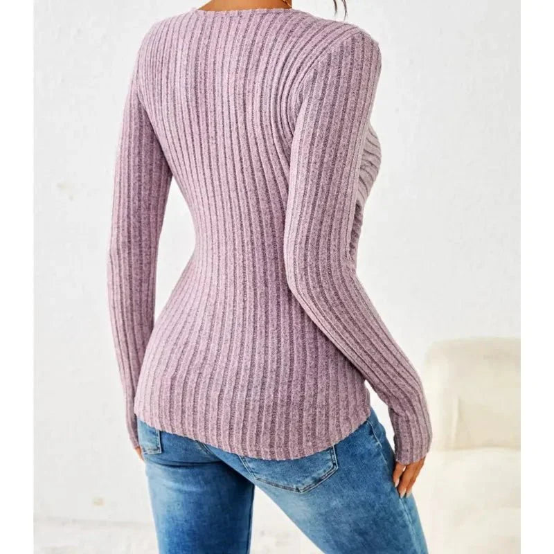 Blusa cruzada de manga larga para mujer