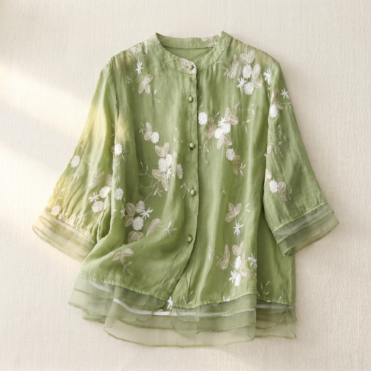 Blusa de algodón con bordado floral para mujer | Parte superior ligera de verano con corte holgado