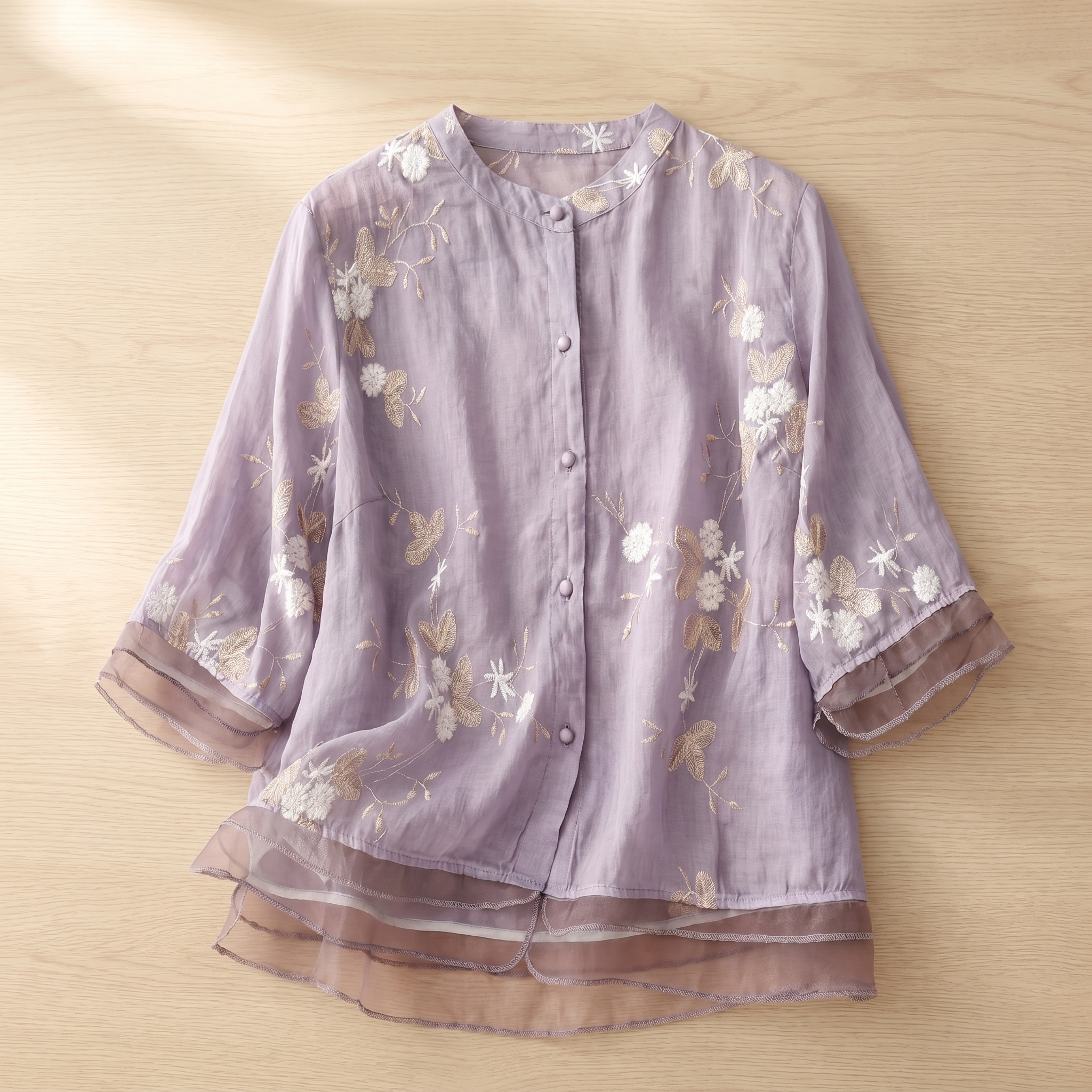 Blusa de algodón con bordado floral para mujer | Parte superior ligera de verano con corte holgado