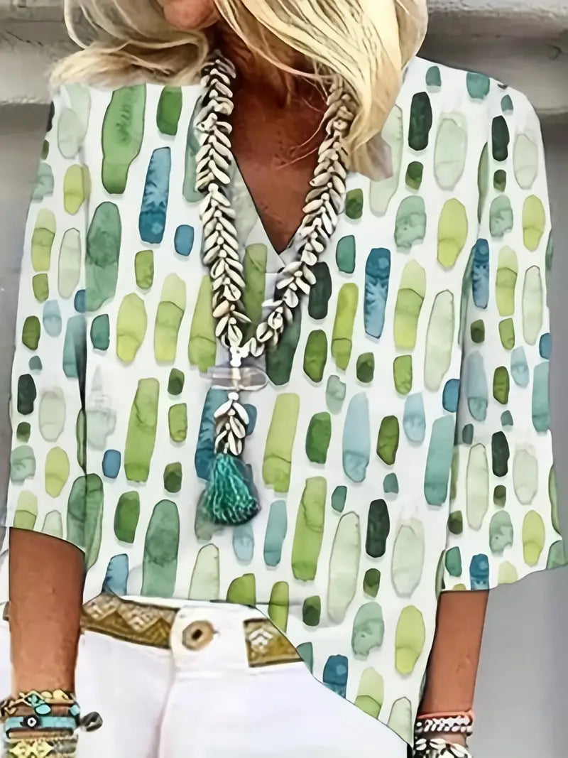 Blusa de algodón de verano para mujer con estampado boho
