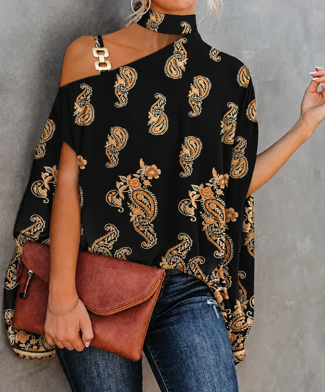 Blusa de algodón holgada para uso diario versátil