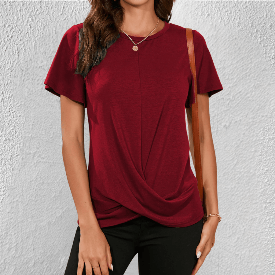 Blusa de mujer con cuello redondo y control de abdomen