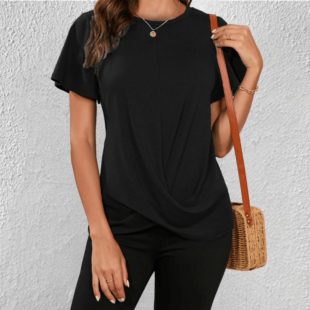 Blusa de mujer con cuello redondo y control de abdomen
