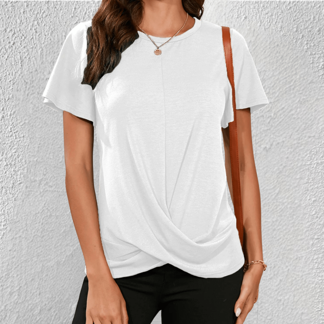 Blusa de mujer con cuello redondo y control de abdomen