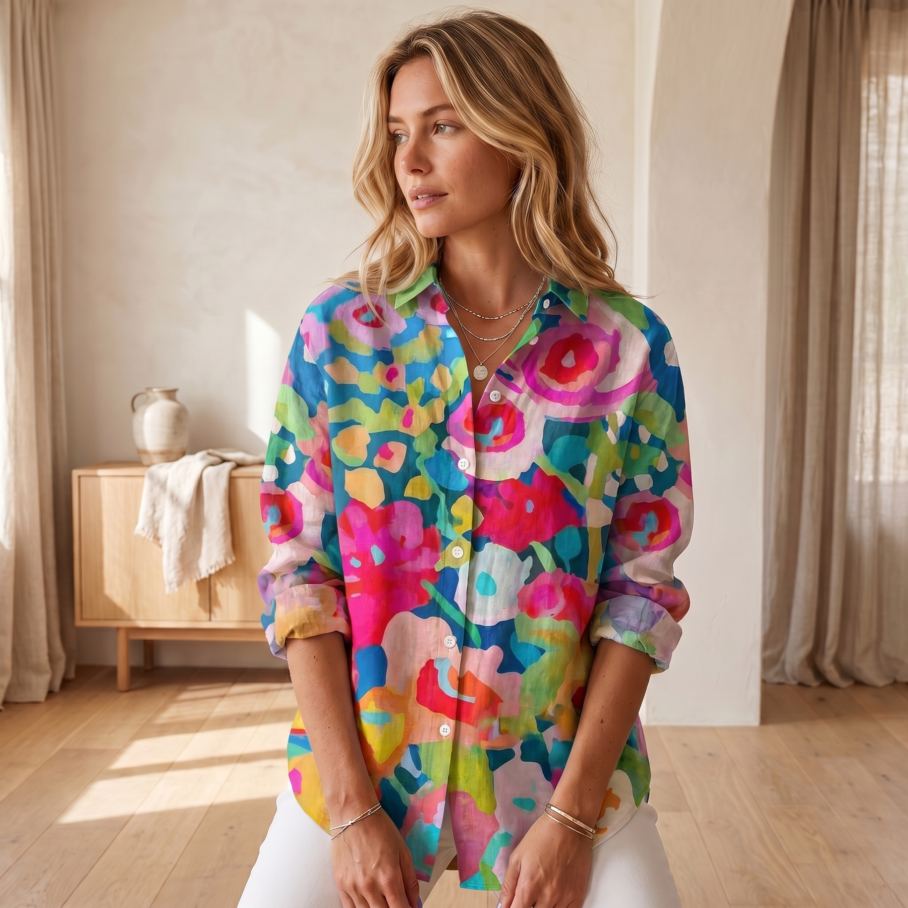 Blusa de Mujer con Estampado Vivo | Top Ligero y Transpirable de Verano