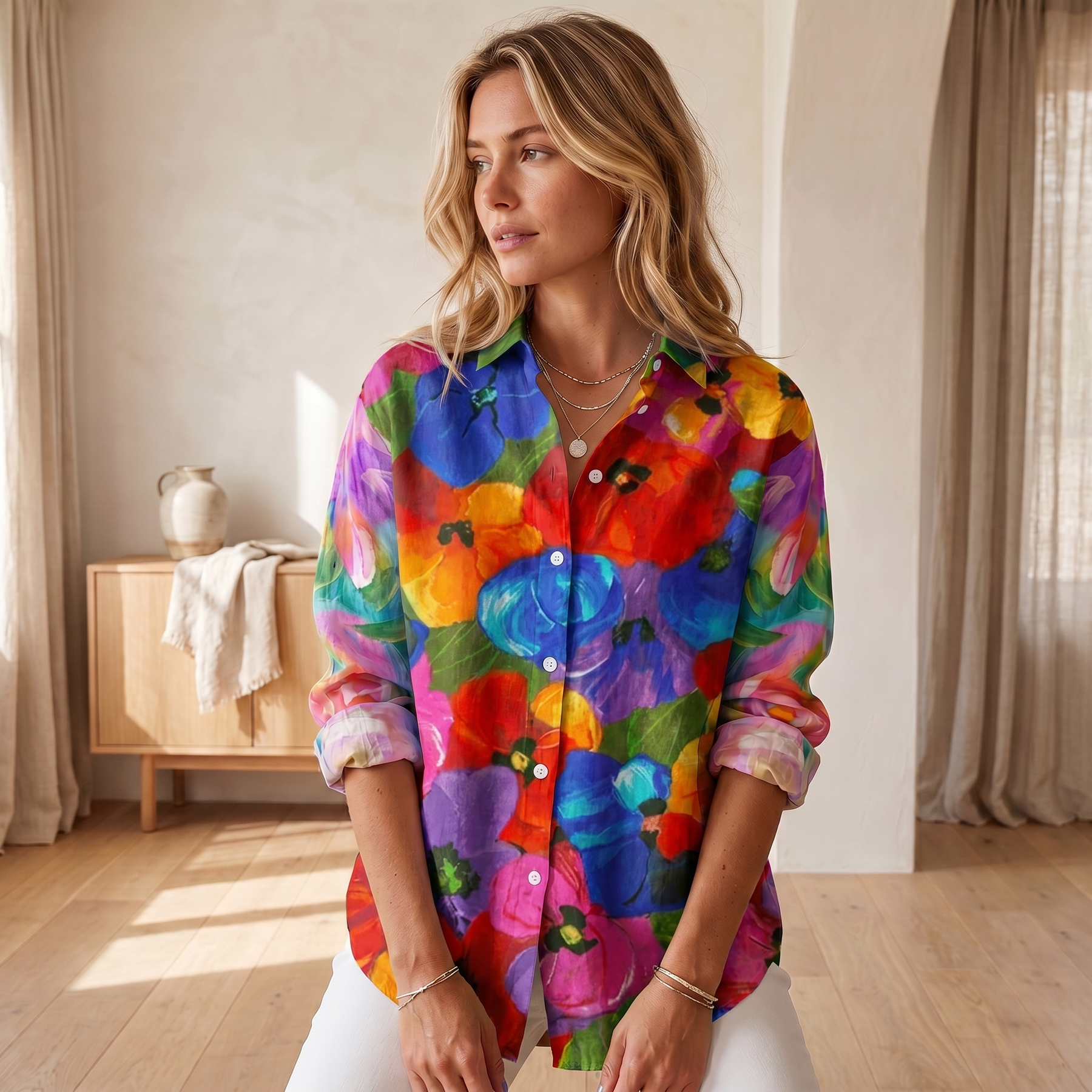 Blusa de Mujer con Estampado Vivo | Top Ligero y Transpirable de Verano