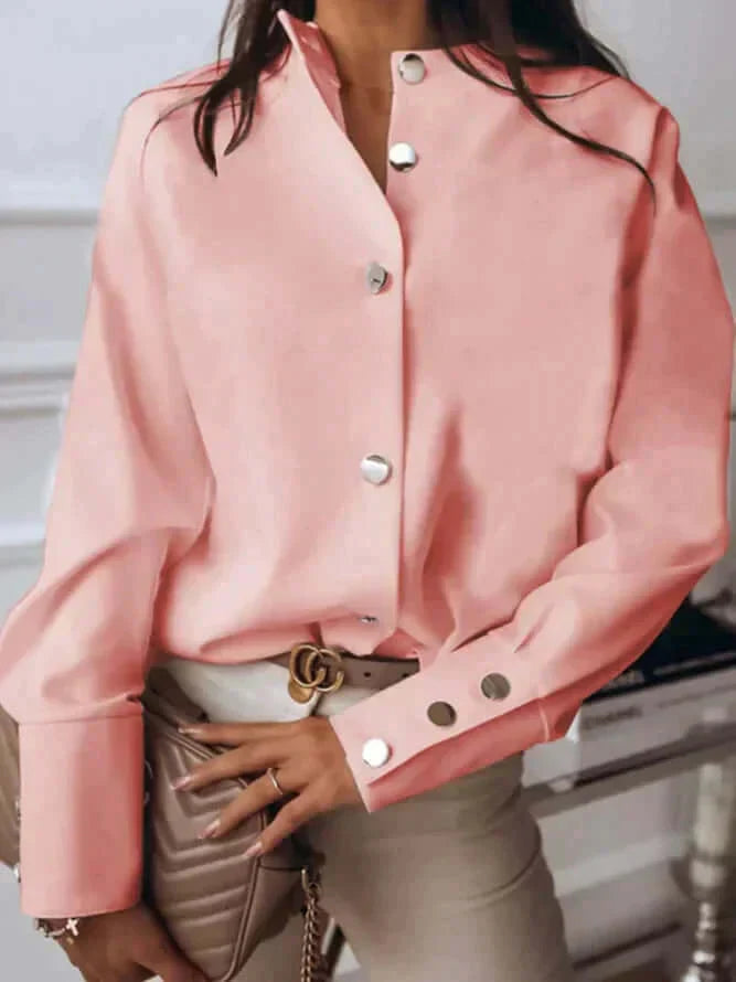 Blusa de mujer de manga larga con botones