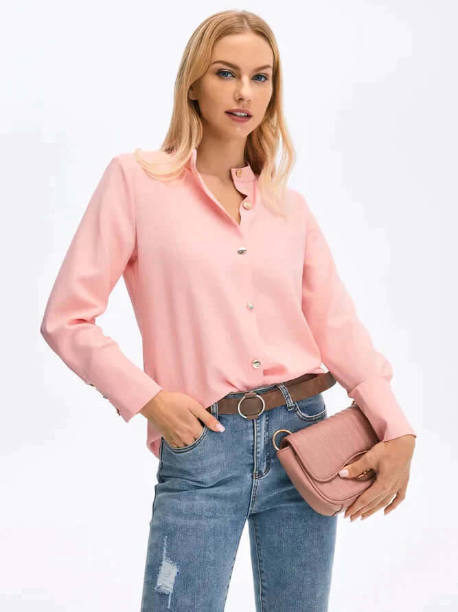 Blusa de mujer de manga larga con botones