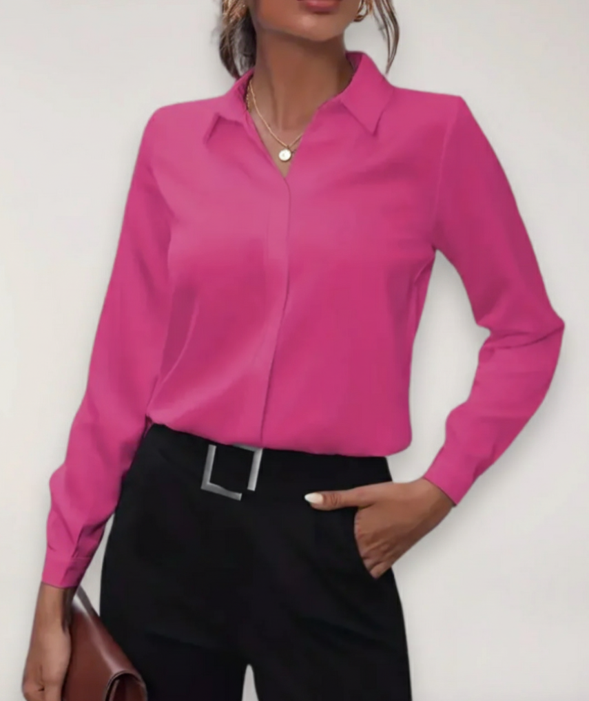 Blusa de mujer elegante abotonada para trabajo y uso diario