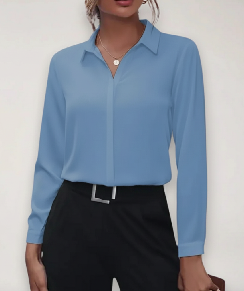 Blusa de mujer elegante abotonada para trabajo y uso diario