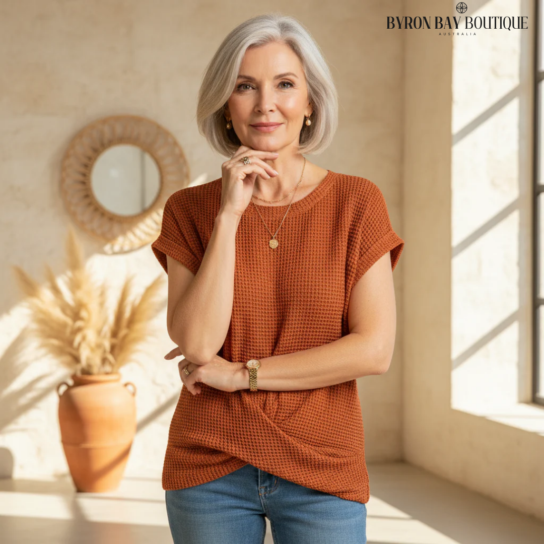 Blusa de punto holgada con cuello redondo