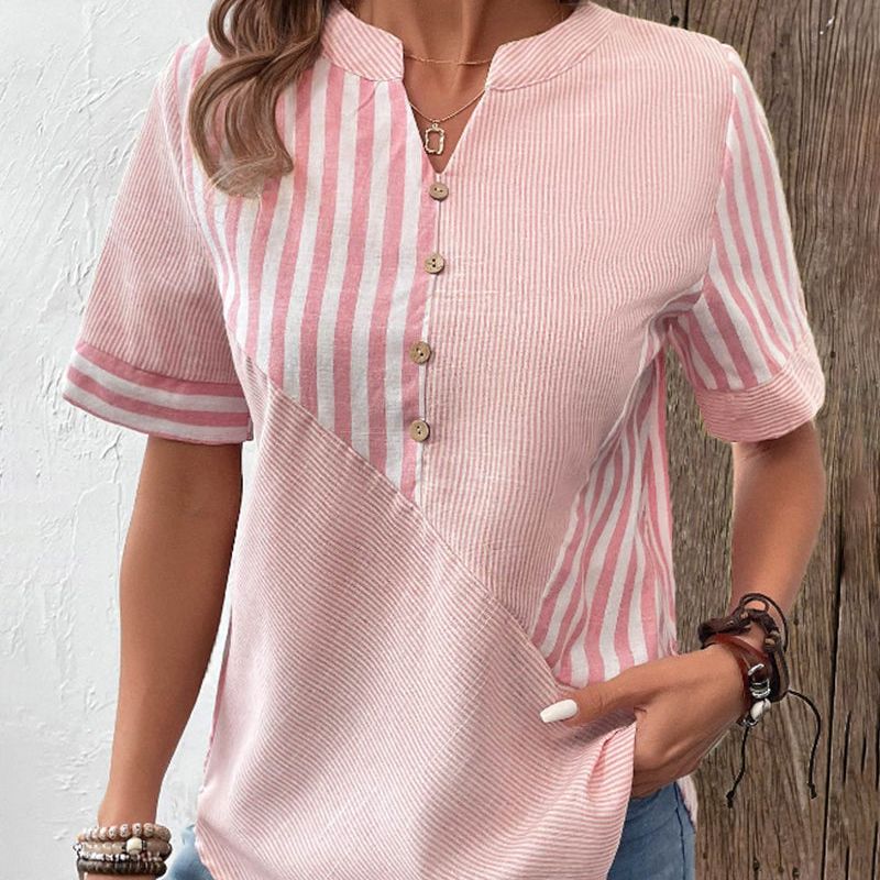 Blusa de rayas con botones para mujer