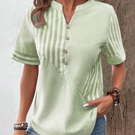 Blusa de rayas con botones para mujer