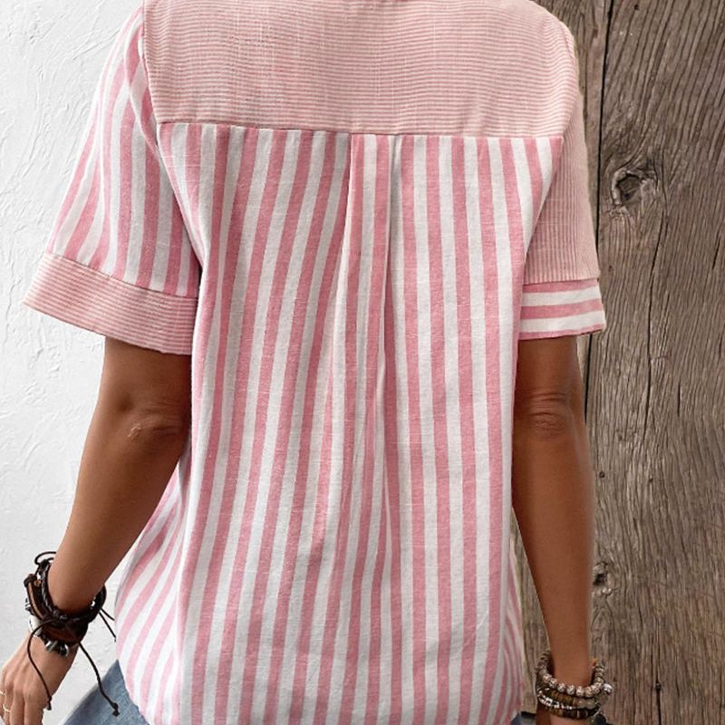 Blusa de rayas con botones para mujer
