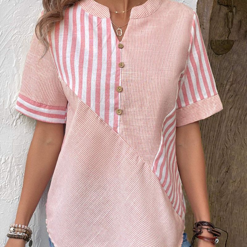 Blusa de rayas con botones para mujer