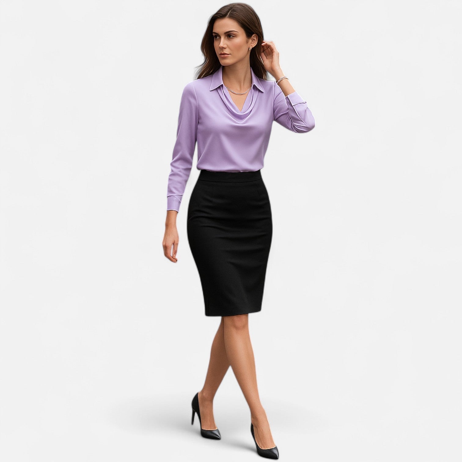 Blusa de Satén para Mujer con Escote Drapeado – Elegancia Refinada, Estilo Atemporal