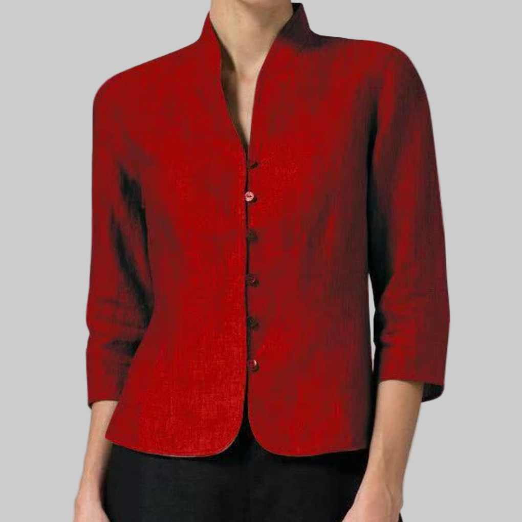 Blusa elegante para mujer con cuello mao