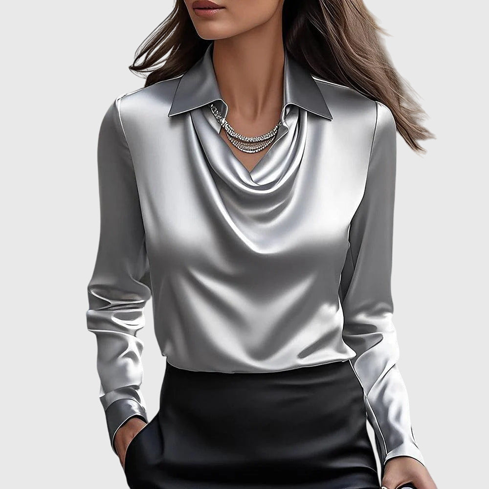 Blusa elegante para mujer con fruncido y corte fluido en tejido fino para uso diario