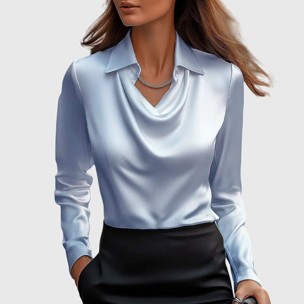 Blusa elegante para mujer con fruncido y corte fluido en tejido fino para uso diario